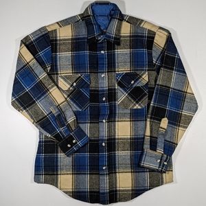 Vintage 90s Sparetime Plaid Flannel Men's Size Medium Acrylic Blue